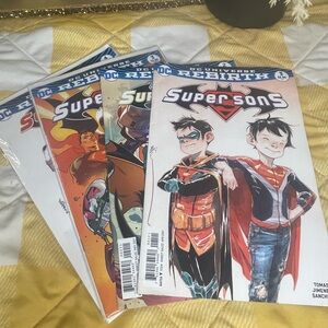 4 DC Comics Super Sons Comic Collection - Red, Black, Blue